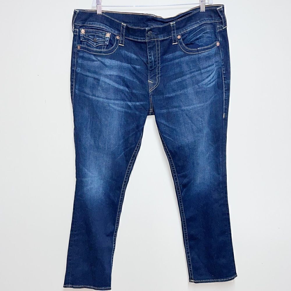 True Religion Ricky Flap Straight Leg Dark Wash Jeans Mens Sz 42 W